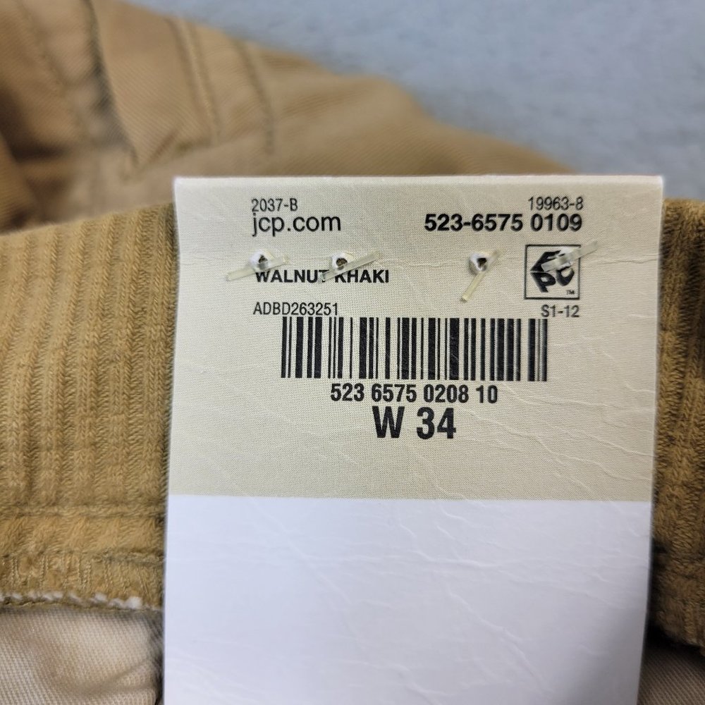 Arizona Jeans Cargo Jogger Pants Men's Size 34 Tapered Fit Elastic Cuffs Beige - Picture 8 of 12
